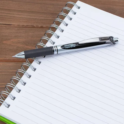 Miniatura 7 de Pentel EnerGel RTX - Bolígrafo de gel líquido retráctil, línea mediana, punta de metal, tinta negra, paquete de 6 unidades (BL77BP6A)
