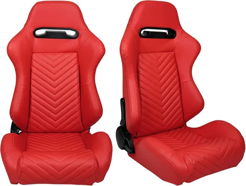 FREEMOTOR802 Asientos universales de carreras, asientos deportivos reclinables con control deslizante de doble bloqueo ajustables, 1 par (lado del
