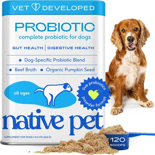 Native Pet Probióticos para perros – Probióticos en polvo para perros para la salud digestiva, apoyo intestinal y refuerzo inmunológico – Polvo