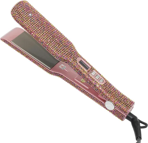 Miniatura 9 de Alisador de cabello con diamantes (480 ℉), plancha plana profesional de titanio, plancha plana de 1.75 pulgadas de ancho para cabello grueso, regalo