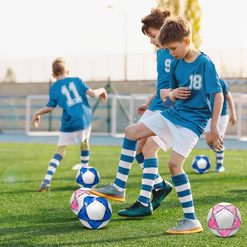 Miniatura 6 de Paquete de 2 pelotas de fútbol desinfladas con bomba para regalos de Navidad de 4 a 14 años, tamaño 3, tamaño 4, 5 artículos, ofertas a granel