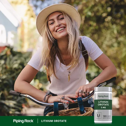 Miniatura 6 de Piping Rock Suplemento de orrotato de litio 5 mg 180 cápsulas Sin OMG, vegetariano, sin gluten