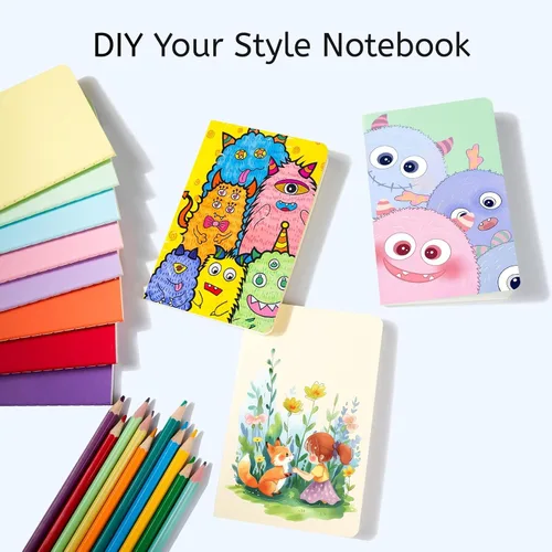 Miniatura 6 de Oucaru 64 mini cuadernos a granel, 3.5 x 5.5 pulgadas, 12 colores arcoíris, juego de 60 páginas de papel rayado de bolsillo pequeño, mini cuaderno
