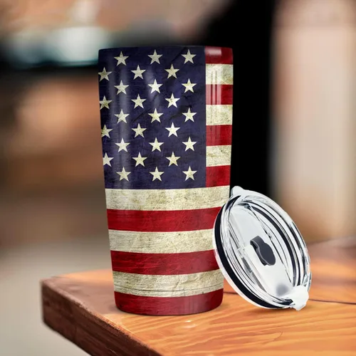 Miniatura 4 de Winorax Vaso con bandera americana de 20 oz de acero inoxidable con aislamiento, vasos aislados del 4 de julio con tapas, taza de café de viaje
