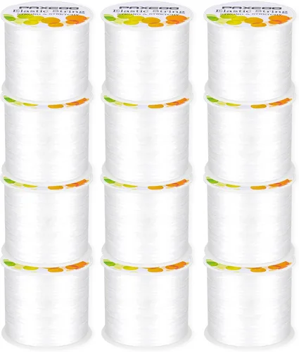 PAXCOO 12 rollos de cuerda elástica para pulseras, cuerda mágica elástica para cuentas de pulsera, hilo de joyería para pulseras, collares, cuentas