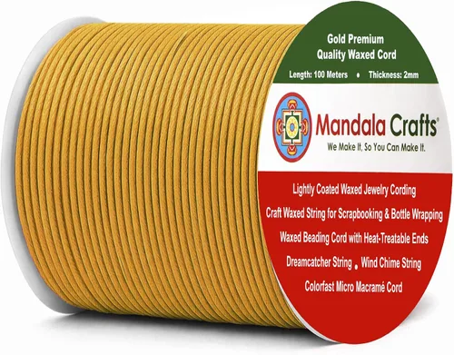 Miniatura 202 de Cuerda Mandala Crafts 0.03 pulgadas 109 yardas para hacer joyería, artesanía, macramé, cuerda de algodón encerado Negro