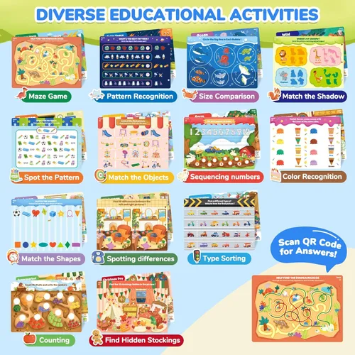 Miniatura 5 de Libros de juegos JoyCat Seek & Find - Actividad de aprendizaje preescolar para niños pequeños y niños de 3 a 5 años, juguetes de actividades