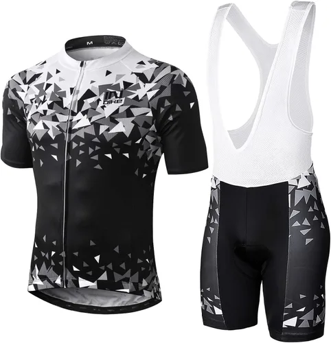 INBIKE Conjunto de camiseta de ciclismo de manga corta transpirable para hombre con pantalones cortos acolchadospantalones cortos de babero