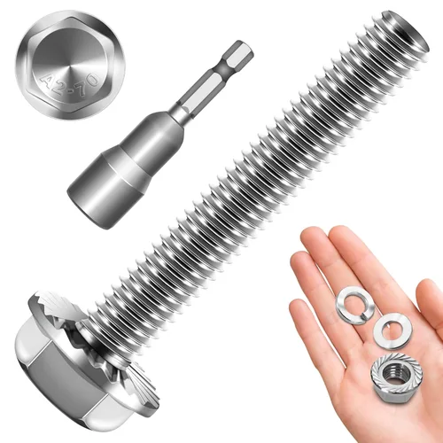 Miniatura 9 de Perno M6x1.0 (10 juegos) M6 x 0.787 in Brida Hex Head Tuercas y Pernos, Tornillos hexagonales de brida de perno M6 con tuercas y arandelas, Surtido
