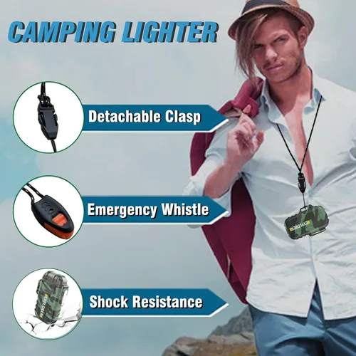 Miniatura 4 de Encendedor de antorcha, butano recargable, resistente al viento, gas para exteriores con llama de chorro ajustable, para chimenea, fuegos Camouflaje