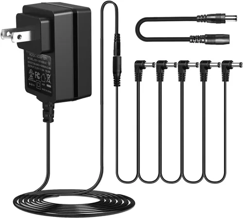 JOYO Adaptador de fuente de alimentación DC 12V 1.5A para teclado, piano digital, pedales de guitarra, mini amplificador Cargador de pared AC