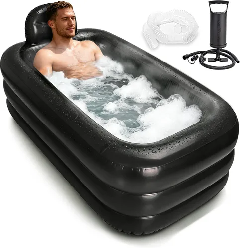 Nevife Bañera Inflable de Baño de Hielo para Adultos - Bañera Inflable con Cubierta y Piso Cómodo, Bañera Plegable para Ducha, Spa, Baños de Hielo,