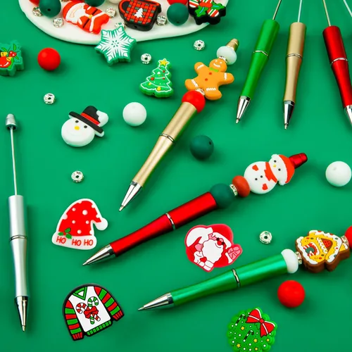 Miniatura 3 de 15 cuentas de silicona de Navidad, cuentas focales de silicona para bolígrafo, cuentas de árbol de Navidad para hacer llavero, collar, pulsera