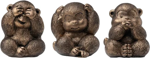 TOHLUCS Estatua de 3 monos sabios. No ves el mal, no escuchas el mal, no hablas de monos malvados. Trae buena suerte, sabiduría. Figuras de mono