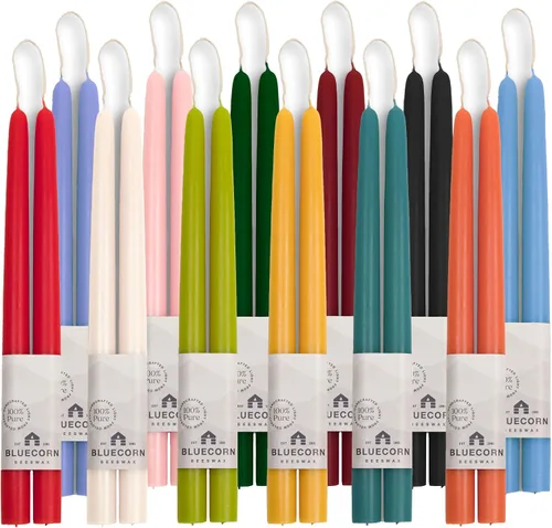 Miniatura 2 de Bluecorn Beeswax Velas cónicas 100 % pura y natural de abejas, par de velas cónicas naranjas de 10 pulgadas, combustión limpia y sin goteo, sin