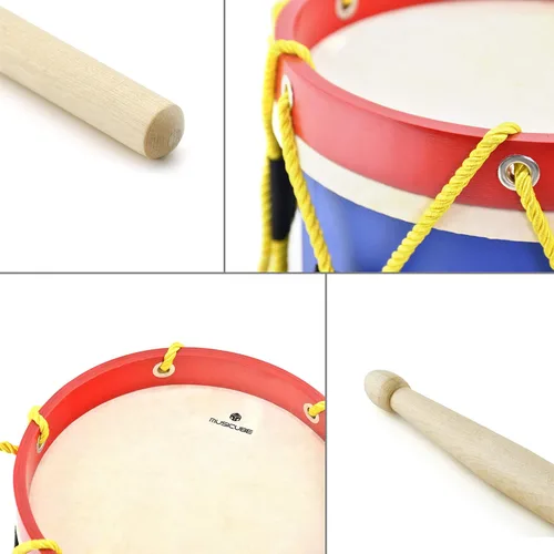 Miniatura 3 de Juego de batería para niños de 8 pulgadas con correa ajustable y 2 baquetas de madera, instrumento musical, elección de regalo