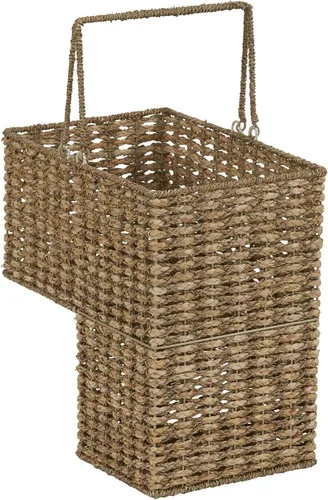 Household Essentials - Cesta de mimbre para escalera, organizador de escalón de mimbre con asas, para recoger y transportar artículos de piso a piso
