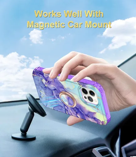 Miniatura 6 de Btscase Funda para iPhone 12 Pro Max de 6.7 pulgadas, protector de pantalla integrado con soporte de anillo de 360°, cuerpo completo de doble capa