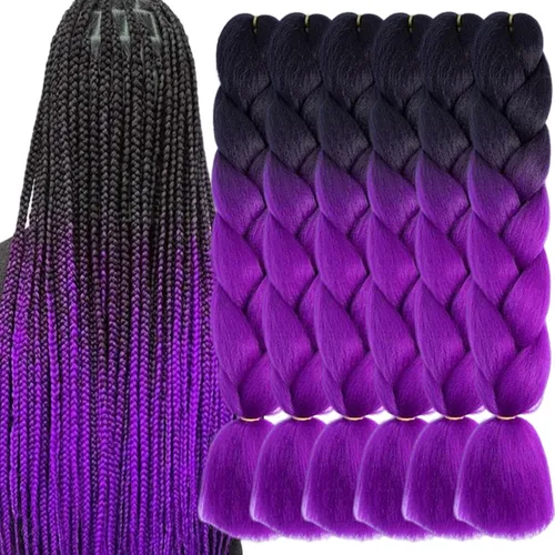 Miniatura 23 de Beige (613) Cabello trenzado 6 paquetes de extensiones de cabello sintético de 24 pulgadas, extensiones de cabello trenzado Jumbo Ombre trenzado