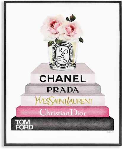 Miniatura 8 de The Stupell Home Decor Collection Book Stack Fashion Candle Pink Rose