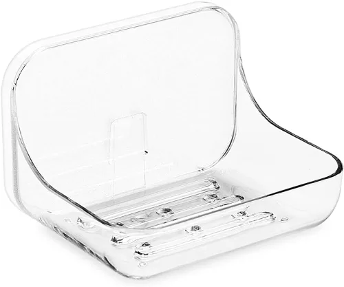 Miniatura 10 de Bandeja organizadora de pared sin taladros, caja de almacenamiento transparente extraíble con orificios de drenaje, plástico PET, ideal para objetos