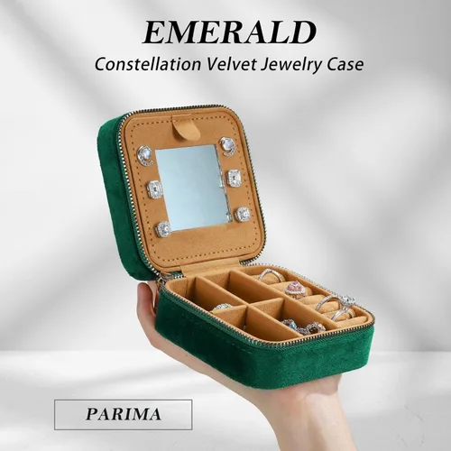 Miniatura 2 de Joyero Constellation para niñas y mujeres, joyero de viaje de terciopelo de felpa Joyero de viaje para mujer Estuche de viaje pequeño para joyería