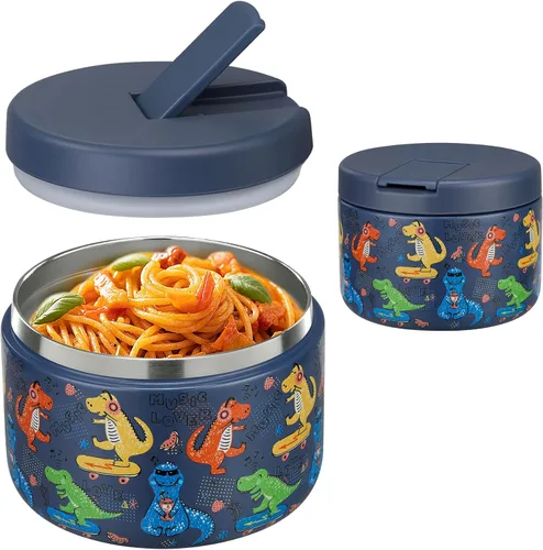 Miniatura 13 de Pawtong Tarro de comida aislado al vacío de 12 onzas con tapa de hebilla, termo de sopa de boca ancha para comida caliente para niños, contenedor