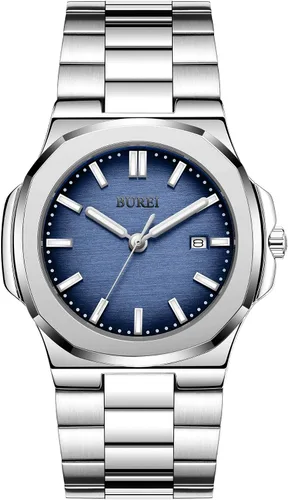 BUREI Men Watches Gifts for Men Fashion Stainless Steel Analog Quartz Waterproof Watches for Mens