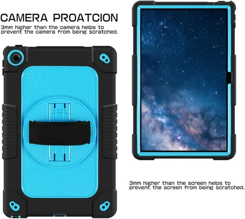 Miniatura 5 de Funda para niños para Lenovo Tab M10 Plus 3ª generación de 10.6 pulgadas, correa de mano con soporte giratorio para niños, a prueba de golpes