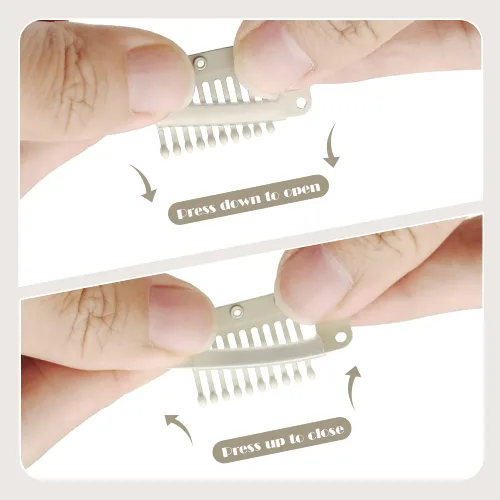 Miniatura 30 de Dreamlover - Clips para extensiones de cabello, clips para peluca con 9 dientes, 30 piezas Beige