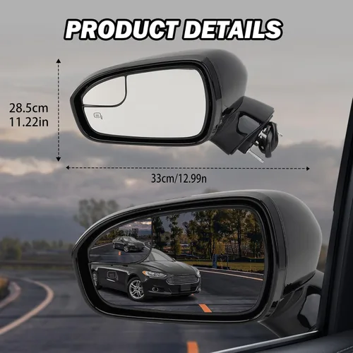 Miniatura 9 de Espejo Lateral Izquierdo del Conductor para Ford Fusion Sedan S SE SE Híbrido 2013 2014 2015 2016, Espejo Eléctrico con Calefacción, Luz de Señal