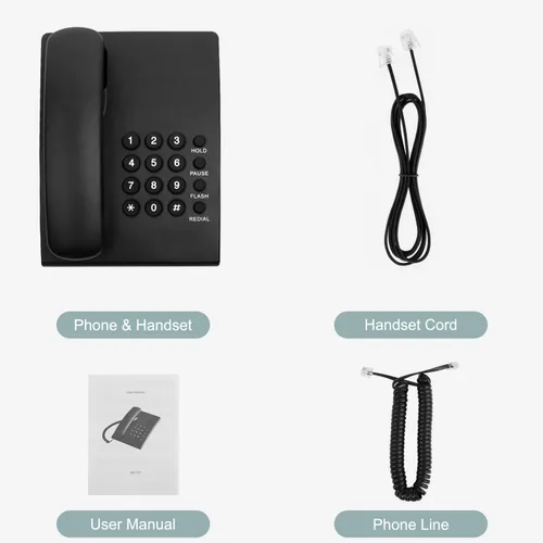 Miniatura 7 de Lativu Teléfono fijo telefónico, simple teléfono de oficina de negocios, teléfonos fijos con cable para el hogar/oficina/hotel, uso de teléfonos