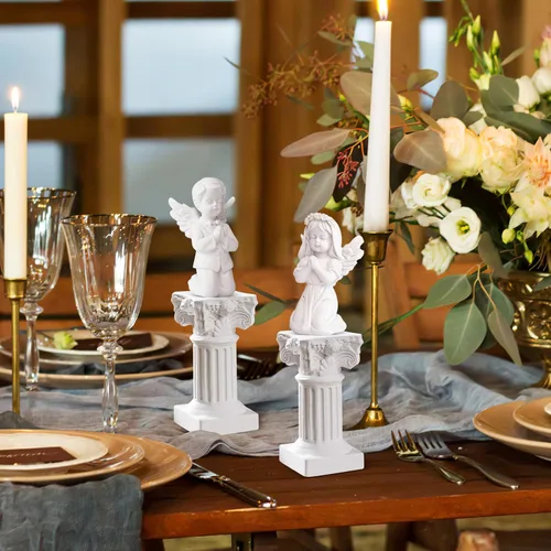 Miniatura 7 de Holibanna Estatuas de pilar romanas 5 piezas de resina mini pedestal griega para decoración del hogar, jardín, boda, fotografía, accesorios de 2.55