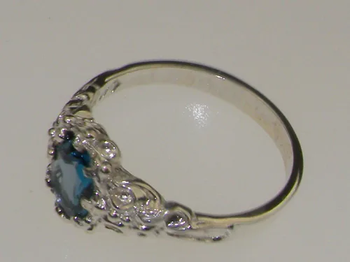 Miniatura 4 de Anillo de plata de ley 925 real de topacio azul para mujer