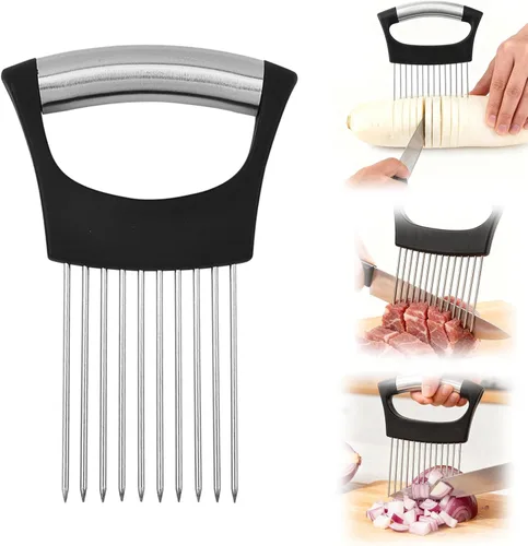 Soporte de cebolla para rebanar, cortador de verduras de limón, tomate, huevos y verduras, herramienta auxiliar para cortar papas, aguacates,