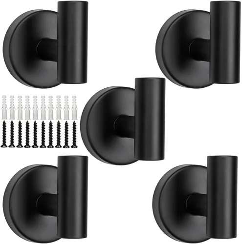 Miniatura 8 de TocTen Gancho para toallas de baño, paquete de 5 ganchos para bata de pared, gancho de acero inoxidable SUS 304, gancho de toalla resistente