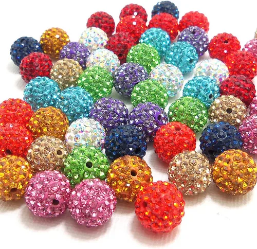 Miniatura 19 de RUBYCA Pave - Cuentas de arcilla de cristal checo para joyería Shamballa (20 unidades, 0.472 pulgadas, morado claro)