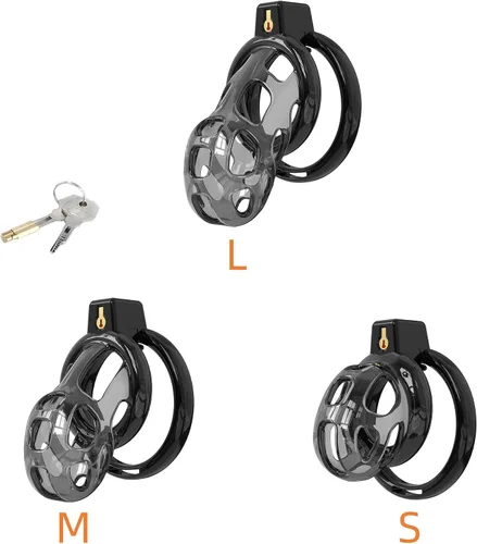 Miniatura 4 de Soft Rubber Male Chastity Cage, with 6 Size Rings, Invisible Lock Man Penis Exercise Bondage Gear & Accessories Lightweight Adult Sex Toys (Black, S)