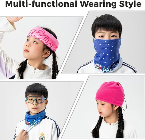Miniatura 9 de ROCKBROS Calentador de cuello para niños, polaina de cuello de forro polar transpirable, resistente al viento, media máscara para ciclismo, correr