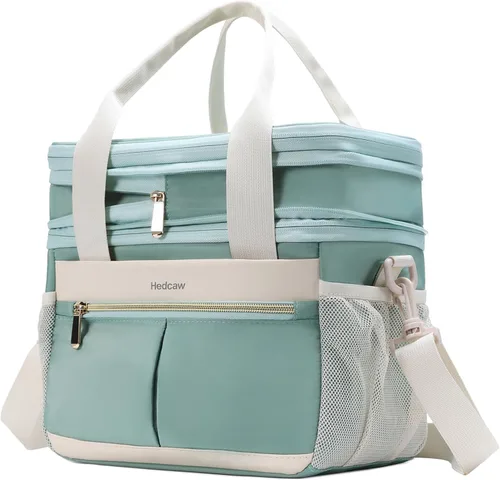 Miniatura 12 de Lonchera para Mujeres de Doble Nivel Aislada Bolsa de Almuerzo para Mujeres Expandible a Prueba de Fugas Reutilizable Bolsa Refrigeradora de Champán