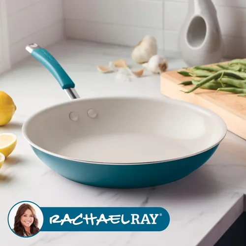 Miniatura 7 de Rachael Ray Cucina Sartén antiadherente de cerámica/Sartén, 12.5 pulgadas antiadherentes Sartén abierta, apta para lavavajillas - Azul marino