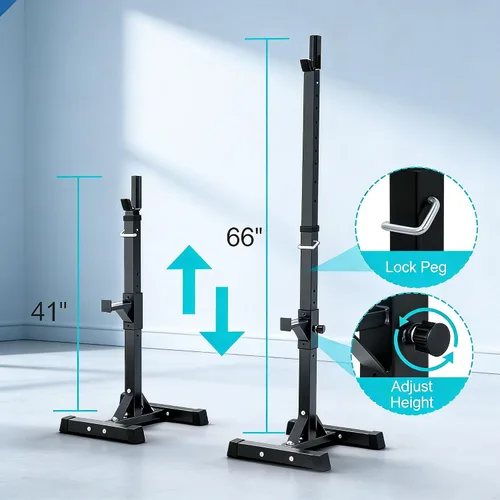 Miniatura 2 de ZENY Soporte ajustable para pesas en cuclillas, soporte de prensa de banco para entrenamiento de fuerza en el gimnasio en casa, carga máxima de 550