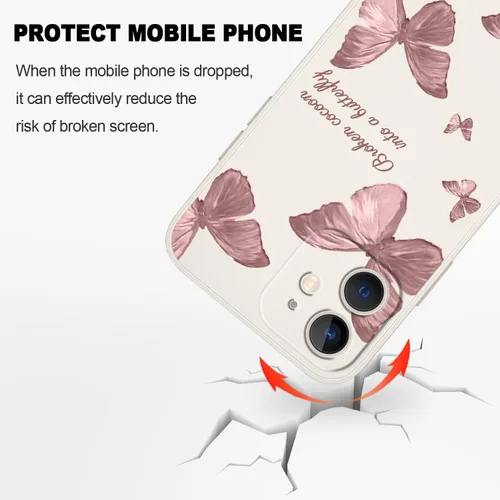 Miniatura 5 de LEECG Funda para iPhone 12 Mini, diseño creativo con estampado floral de mariposa de astronauta, funda antiarañazos de microfibra suave, funda