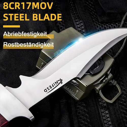 Omesio UMF - Cuchillos de hoja fija con funda, cuchillo de caza grande de espiga completa, cuchillo de desollar, cuchillos de caza de ciervos, gran