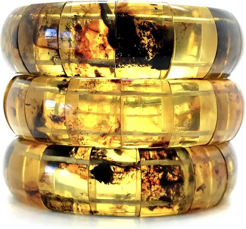 Miniatura 6 de Pulsera única de ámbar báltico natural mixto, talla L