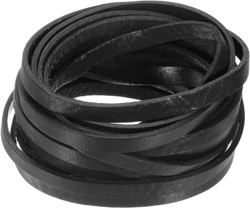 Miniatura 11 de uxcell Cordón de cuero plano de 5.5 yardas, 0.079 in, tiras de cuero de 0.079 pulgadas de grosor, cuerdas de cordones para manualidades, Negro