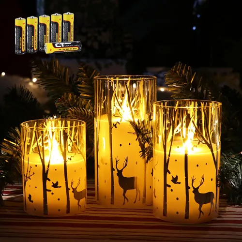 Miniatura 11 de Rhytsing Velas LED de vidrio acanalado transparente que funcionan con pilas con control remoto, juego de velas blancas sin llama con temporizador