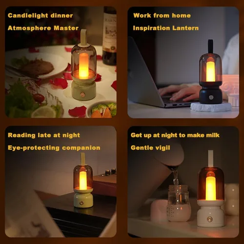 Miniatura 4 de Lámpara de mesa LED retro portátil, linterna LED vintage con batería inalámbrica, lámpara de escritorio USB, luz nocturna de campamento