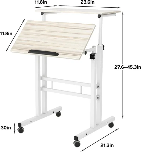 Miniatura 3 de SogesPower JZS-101-MP-N - Escritorio móvil para computadora de oficina en casa, mesa auxiliar ajustable para sofá de cama, arce blanco, JZS-101-MP-N