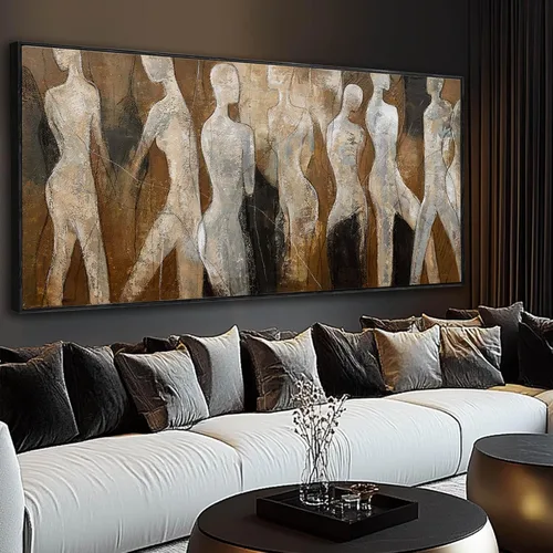 Miniatura 15 de CHUDANHAO Pósteres de Arte Grises Imágenes de Decoración de Pared de Árbol Grande para Oficina Arte de Pared Dorado y Blanco Pintura Botánica